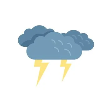 Thunderstorm icon flat vector. Cloud rain Stock Illustration