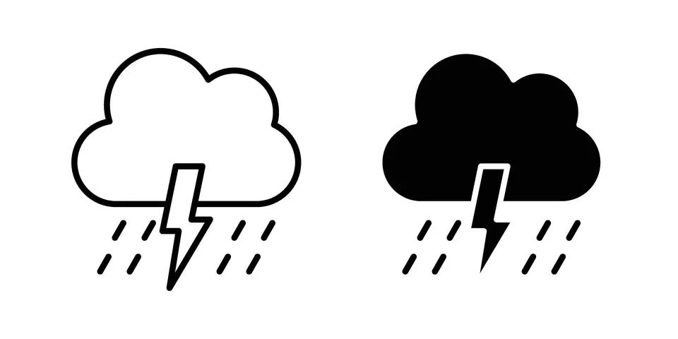 Thunderstorm icon illustration vector, icon set for apps Stock Illustration