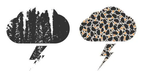 Thunderstorm Icon Recursive Collage and Grunge Textured Icon Stock Illustration