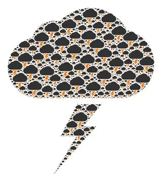 Thunderstorm Icon Recursive Composition Stock Illustration