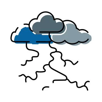 Thunderstorm icon with storm clouds and lightning Illustrazione stock