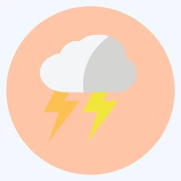 Thunderstorm Icon in trendy flat style isolated on soft blue background Stock Illustration