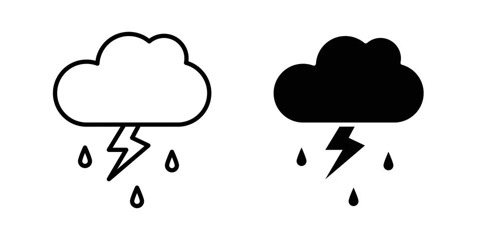 Thunderstorm icon vector, symbol, logo illustrations Stock Illustration