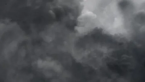 Thunderstorm inside gray clouds, lightning strike Stock Footage 296073105