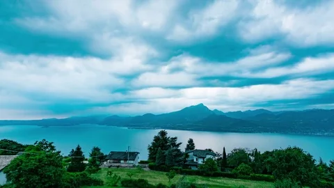 Thunderstorm on the Lake Stock Footage 76373873