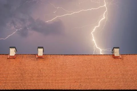 Thunderstorm with lightening Stock Photos