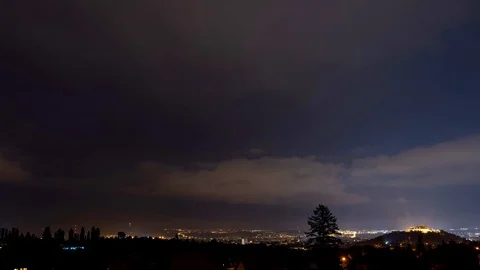 Thunderstorm lighting all over night sky. Stock Footage 91135571