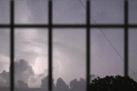 Thunderstorm-Lightning - Bolt lightning behind bars Stock Footage 810292