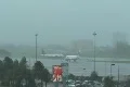 Thunderstorm-Lightning-Hurricane Earl - Jetliner take off under storm with audio Footage