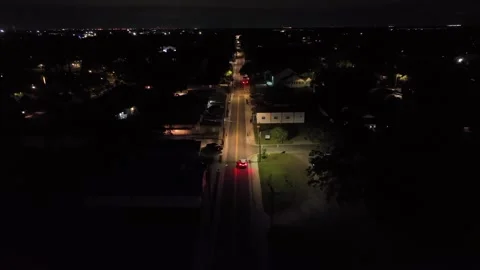 Thunderstorm lightning on night sky of Florida. Suburb district with Main Stock Footage 312256452