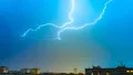 The thunderstorm with lightning over the city. time lapse 4k or 4k+ Resolution