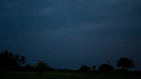 Thunderstorm Lightning in Slow Motion | Dramatic Night Storm Scene Stock Footage 313294593