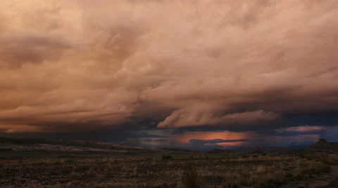 Thunderstorm Lightning Strike Desert Weather Cell Multiple Strikes Stock Footage