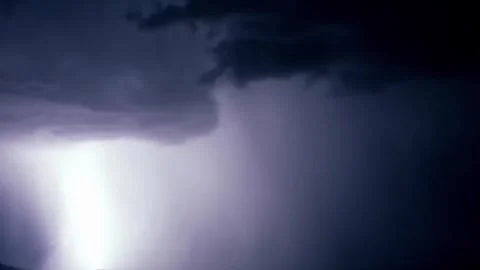 Thunderstorm with Lightning Strikes, Dark Clouds and Dramatic Extreme Weather Video stock 328903574
