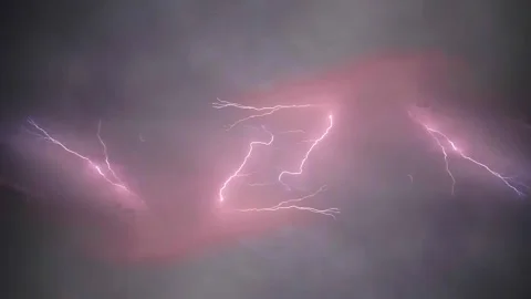 Thunderstorm Lightnings on Cloudy Sky in the Evening Slow Motion Stock Footage 202118646