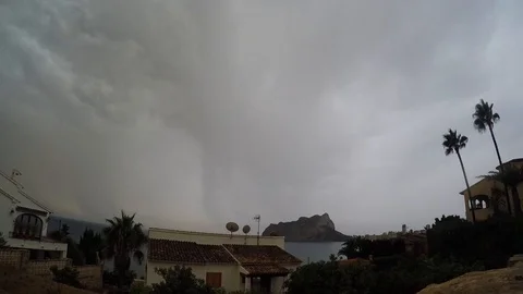 Thunderstorm with lightnings over Calpe Stock Footage 120502397