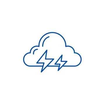 Thunderstorm line icon concept. Thunderstorm flat vector symbol, sign, outline Illustrazione stock