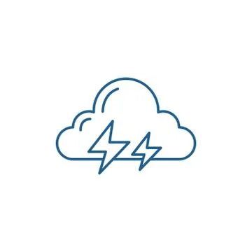 Thunderstorm line icon concept. Thunderstorm flat vector symbol, sign, outline Illustrazione stock