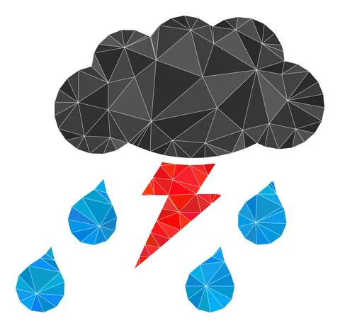Thunderstorm Low-Poly Mocaic Icon Illustrazione stock