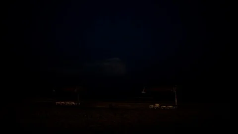 Thunderstorm At Night With Clouds. Thunder, Lightning. Stock Footage 74256817