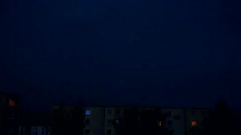 Thunderstorm at night with with a massive branched lightning bolt Stock Footage 196726778