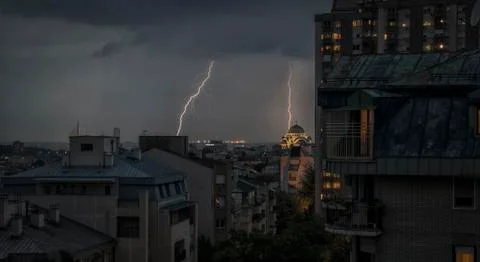 Thunderstorm over Belgrade Stock Photos