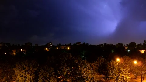 Thunderstorm over the city. Time lapse Vídeo Stock 241422253