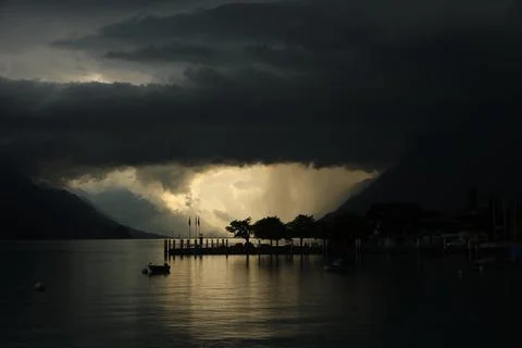 Thunderstorm over Interlaken. Stock Photos