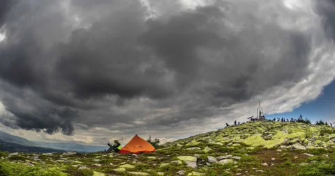 Thunderstorm over Mount Khomyak Stock Footage 170788152