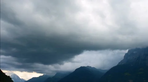 Thunderstorm over the mountain. Swiss Alps. Stock Footage 65210366
