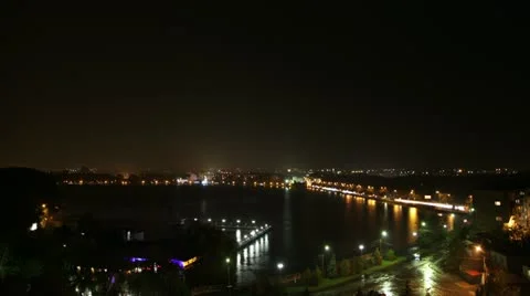 Thunderstorm over night city. Timelapse. Stock Footage 11913752