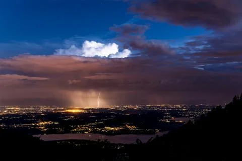 Thunderstorm over plain of varese Stock Photos