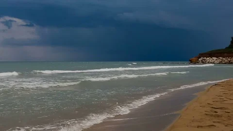 Thunderstorm over sea on the coast of Sicily Stock Footage 80732663