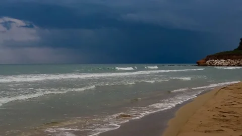 Thunderstorm over sea on the coast of Sicily Stock Footage 80733076
