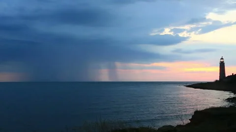 Thunderstorm over the sea Stock Footage 92730777