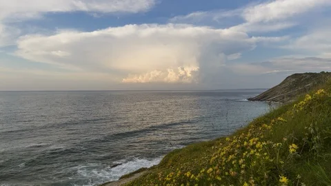 Thunderstorm, pays basque, France, sunset timelapse Stock Footage
