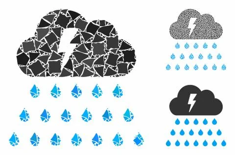Thunderstorm rain cloud Composition Icon of Humpy Elements Stock Illustration