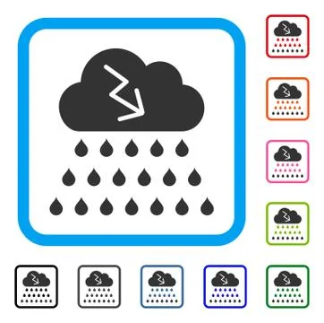 Thunderstorm Rain Cloud Framed Icon Illustrazione stock