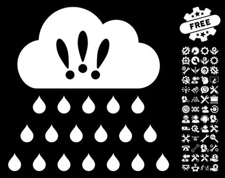 Thunderstorm Rain Cloud Vector Icon With Tools Bonus Stock Illustration