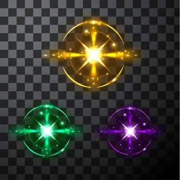 Thunderstorm realistic elements with colored flashes 스톡 일러스트