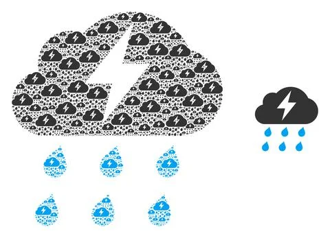 Thunderstorm Recursive Icon Mosaic Stock Illustration