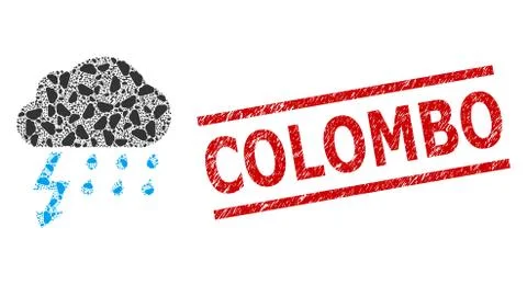 Thunderstorm Recursive Mosaic of Thunderstorm Items and Distress Colombo Stamp Illustrazione stock