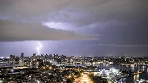 Thunderstorm Rolling Over Baltimore Timelapse Video stock 155753942