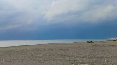 Thunderstorm in the Sea. Bright Lightning Strikes the Tyrrhenian Sea in Italy. Stock Footage 222015616