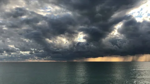 Thunderstorm in the sea Stock Footage 218569917