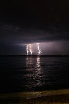 Thunderstorm on a sea 写真素材