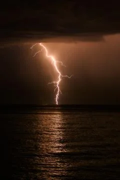 Thunderstorm on a sea 写真素材