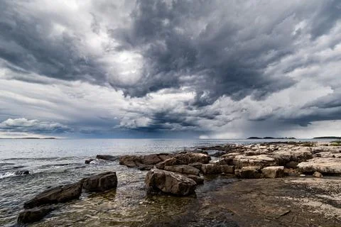 Thunderstorm at Sea Stock Photos