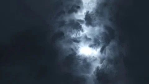 Thunderstorm sky clouds at night with lightning realistic animation Timelapse - Stock Footage 81424551