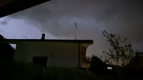 Thunderstorm, storm of lightning and thunder (by night) 스톡 동영상 205375279